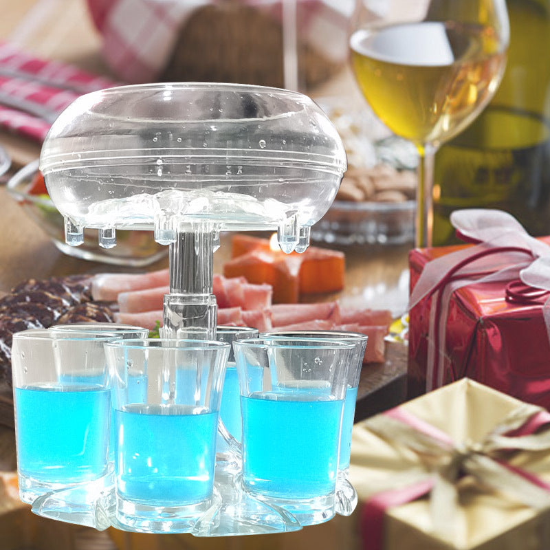 6-Shot Dispenser med Shotglas – Perfekt för Fest, Bar & Partyspel